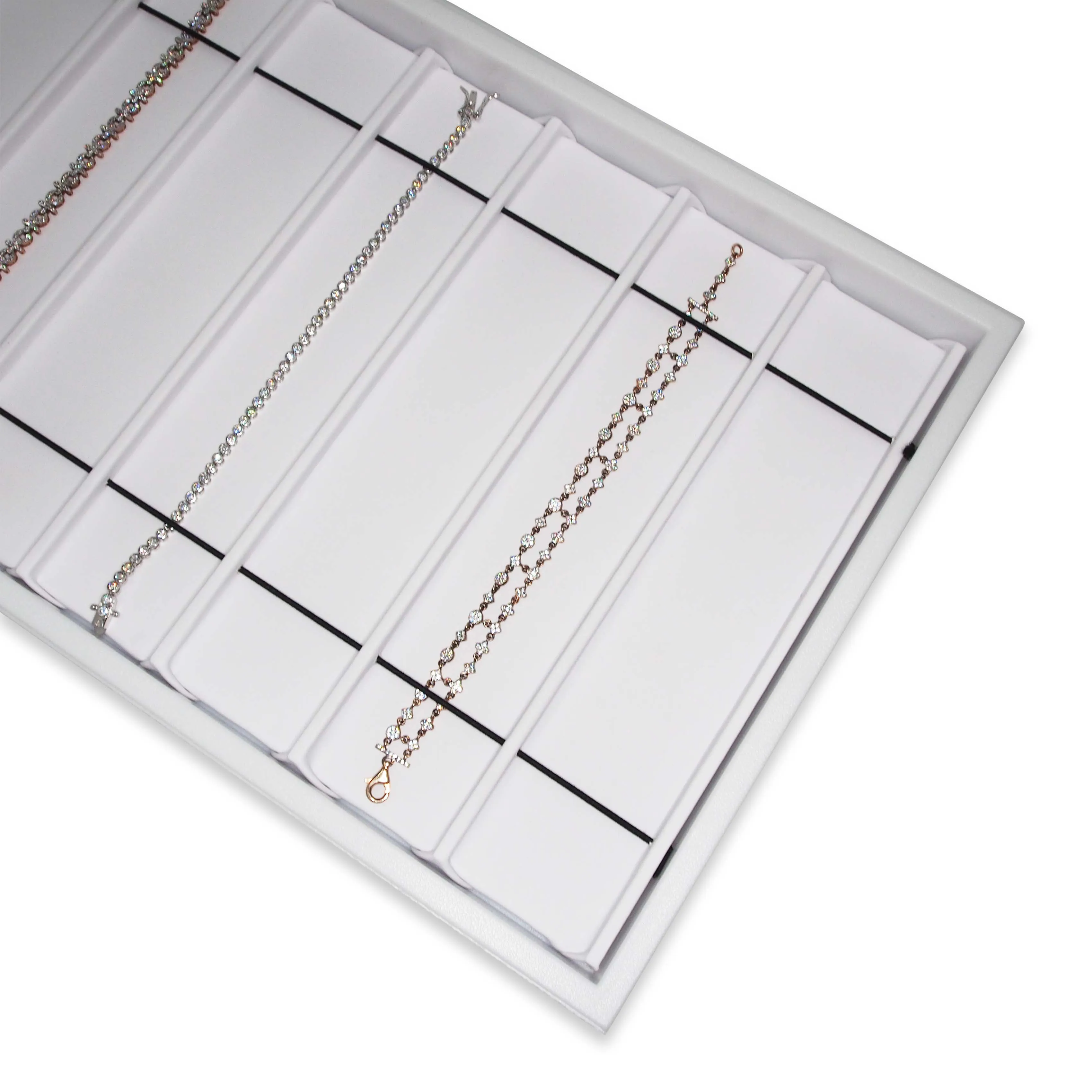 White leatherette 8 Section Deluxe bracelet insert liners