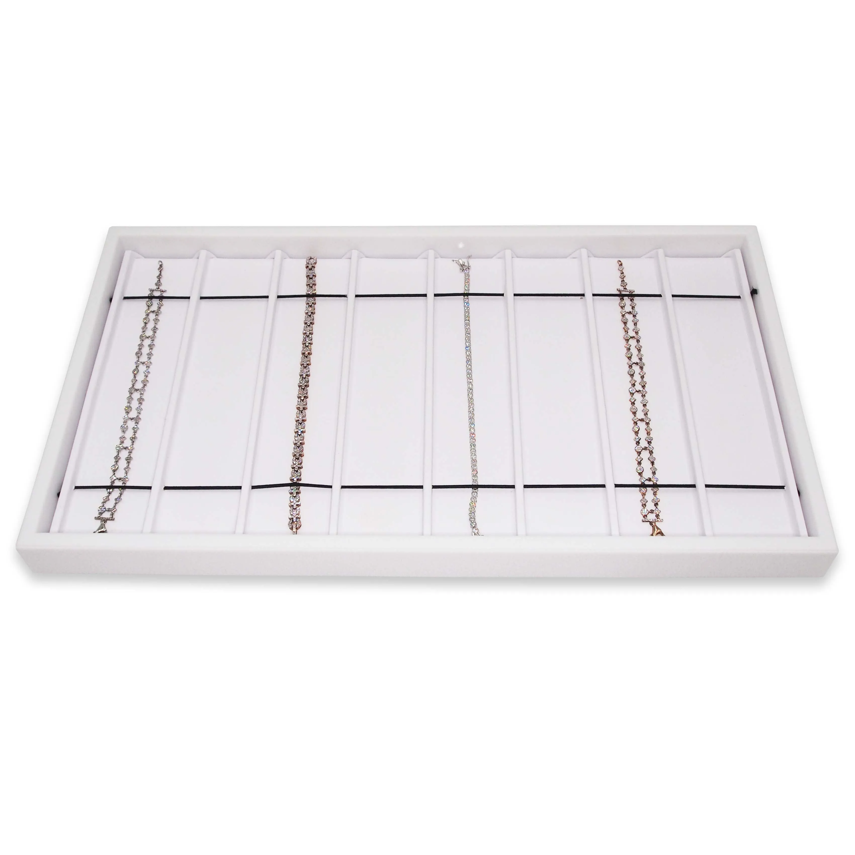 White leatherette 8 Section Deluxe bracelet insert liners
